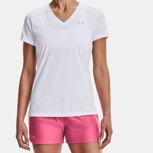 White Under Armour V-Neck Dri-Fit Tee